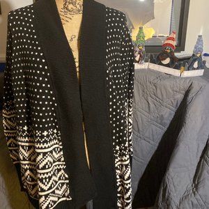 LOFT (Ann Taylor) Black/White Open Knit Cardigan